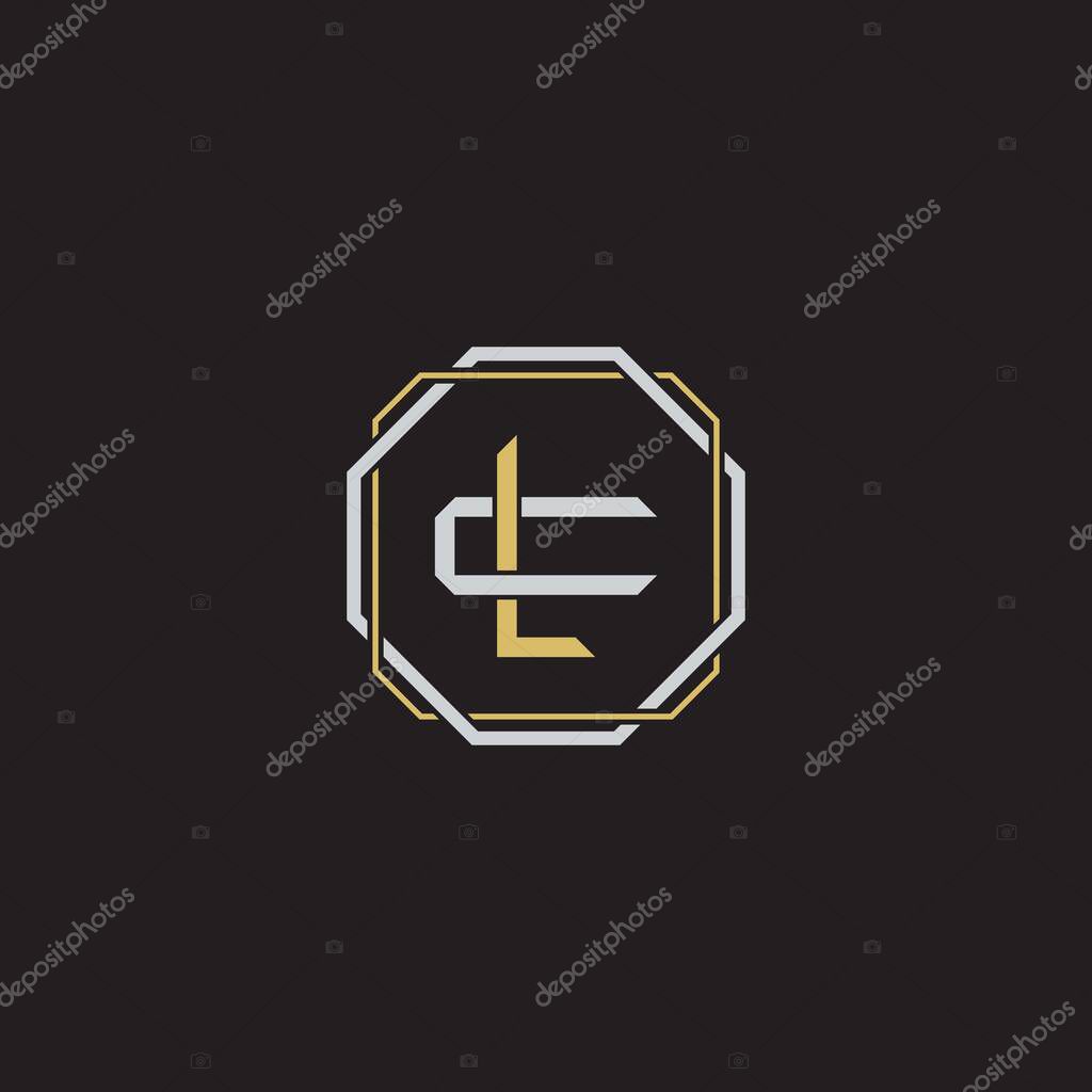 Initial letter overlapping interlock logo monogram line art style isolated on black background template