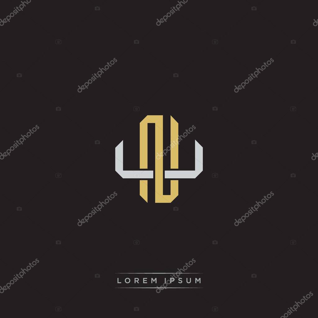 Initial letter overlapping interlock logo monogram line art style isolated on black background template