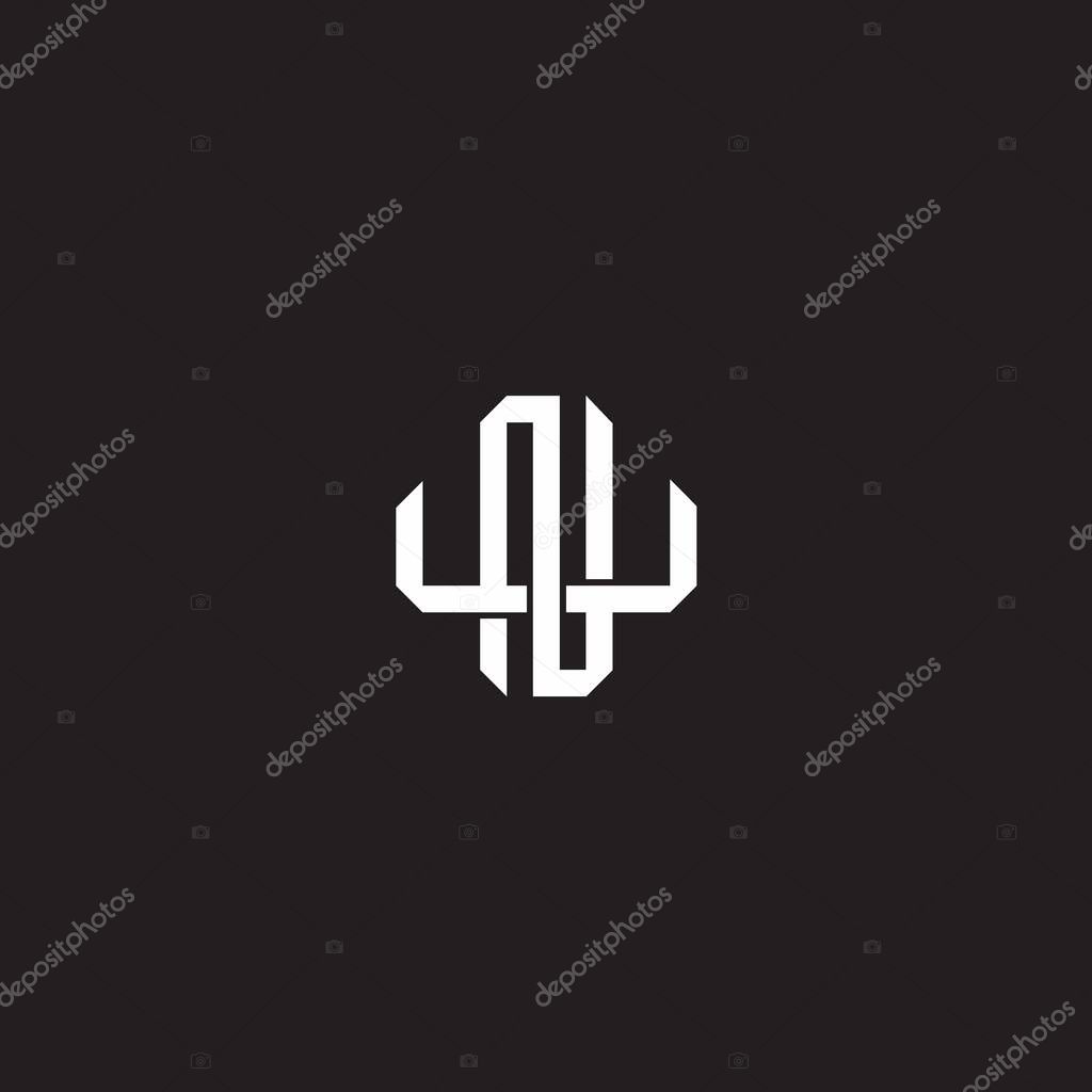 Initial letter overlapping interlock logo monogram line art style isolated on black background template