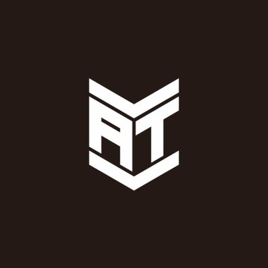 Siyah arkaplanda izole edilmiş amblem biçimli logo alfabesi monogramı