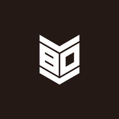 Siyah arkaplanda izole edilmiş amblem biçimli logo alfabesi monogramı