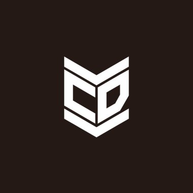 Siyah arkaplanda izole edilmiş amblem biçimli logo alfabesi monogramı