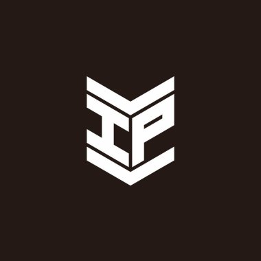 Siyah arkaplanda izole edilmiş amblem biçimli logo alfabesi monogramı