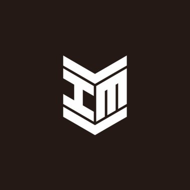 Siyah arkaplanda izole edilmiş amblem biçimli logo alfabesi monogramı