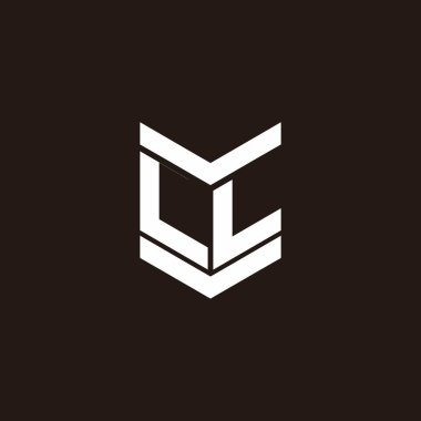 Siyah arkaplanda izole edilmiş amblem biçimli logo alfabesi monogramı