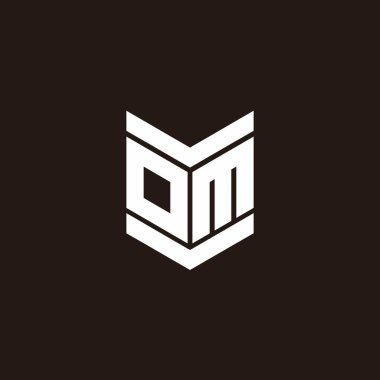 Siyah arkaplanda izole edilmiş amblem biçimli logo alfabesi monogramı