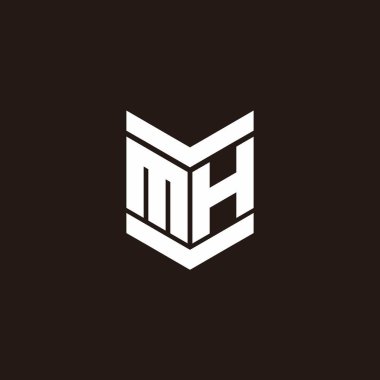 Siyah arkaplanda izole edilmiş amblem biçimli logo alfabesi monogramı