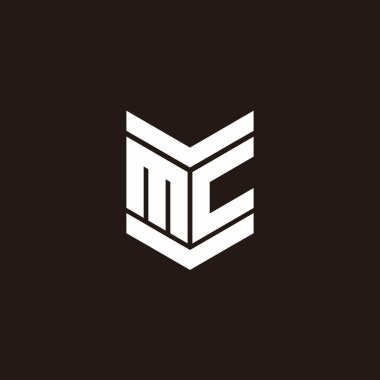 Siyah arkaplanda izole edilmiş amblem biçimli logo alfabesi monogramı