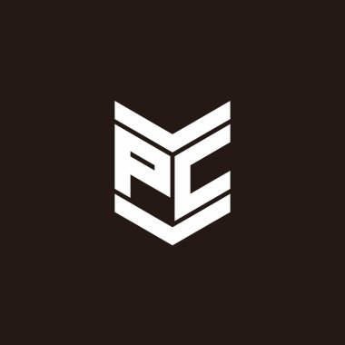 Siyah arkaplanda izole edilmiş amblem biçimli logo alfabesi monogramı