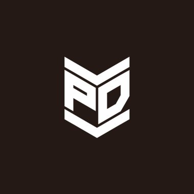 Siyah arkaplanda izole edilmiş amblem biçimli logo alfabesi monogramı