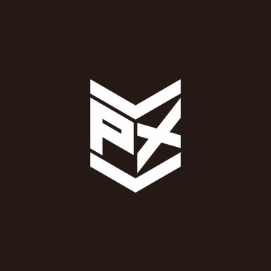 Siyah arkaplanda izole edilmiş amblem biçimli logo alfabesi monogramı