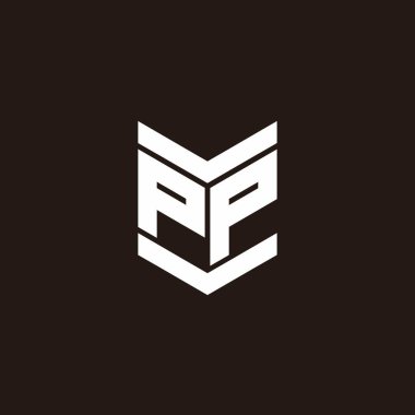 Siyah arkaplanda izole edilmiş amblem biçimli logo alfabesi monogramı