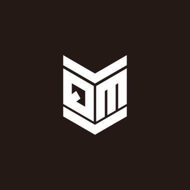 Siyah arkaplanda izole edilmiş amblem biçimli logo alfabesi monogramı