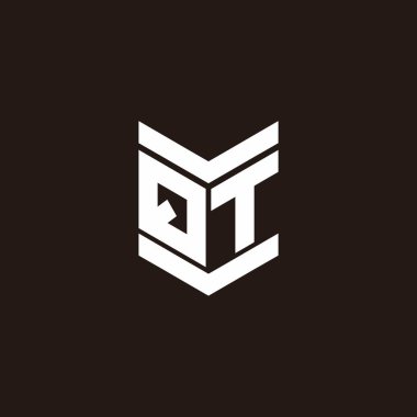 Siyah arkaplanda izole edilmiş amblem biçimli logo alfabesi monogramı