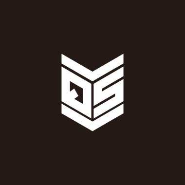 Siyah arkaplanda izole edilmiş amblem biçimli logo alfabesi monogramı