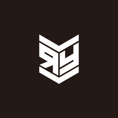 Siyah arkaplanda izole edilmiş amblem biçimli logo alfabesi monogramı