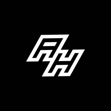 Siyah arkaplanda izole edilmiş negatif uzay tasarım şablonu ile AH logo monogramı