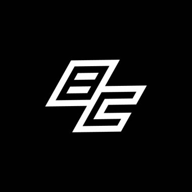 Siyah arkaplanda izole edilmiş BC logo monogramı stili negatif uzay tasarım şablonu