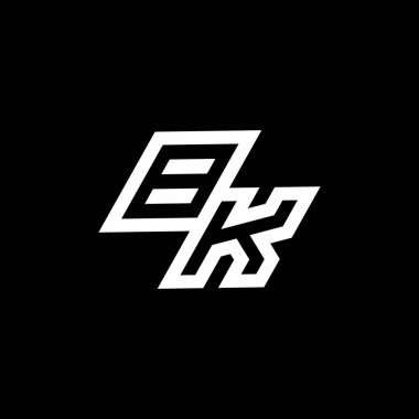 Siyah arkaplan üzerinde izole edilmiş BK logo monogramı aşağı stil negatif uzay tasarım şablonu