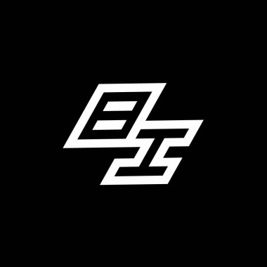 Siyah arkaplanda izole edilmiş negatif uzay tasarım şablonuna kadar olan BI logo monogramı