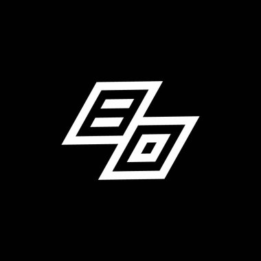 Siyah arkaplanda izole edilmiş BO logo monogramı ve aşağı stil negatif uzay tasarım şablonu