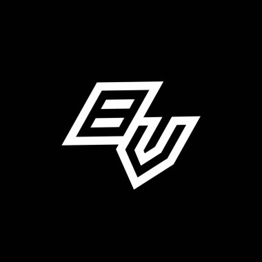 Siyah arkaplanda izole edilmiş BV logo monogramı ve aşağı stil negatif uzay tasarım şablonu
