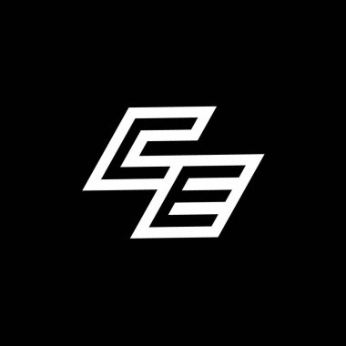 Siyah arkaplan üzerinde izole edilmiş CE logo monogramı stili negatif uzay tasarım şablonu
