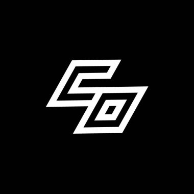 Siyah arkaplanda izole edilmiş negatif uzay tasarım şablonuna sahip CO logo monogramı