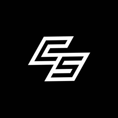 Siyah arkaplan üzerinde izole edilmiş CS logo monogramı ile aşağı stil negatif uzay tasarım şablonu