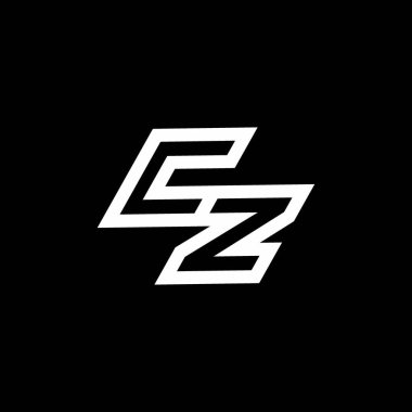 Siyah arkaplanda izole edilmiş, aşağı stil negatif uzay tasarım şablonuna sahip CZ logo monogramı