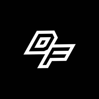 Siyah arkaplanda izole edilmiş negatif uzay tasarım şablonu ile DF logosu