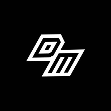 Siyah arkaplanda izole edilmiş negatif uzay tasarım şablonu ile DM logo monogramı