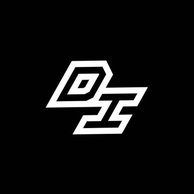 Siyah arkaplanda izole edilmiş negatif uzay tasarım şablonu ile DI logo monogramı