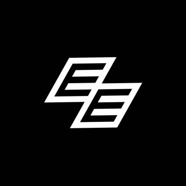 Siyah arkaplanda izole edilmiş negatif uzay tasarım şablonuna kadar uzanan EE logo monogramı