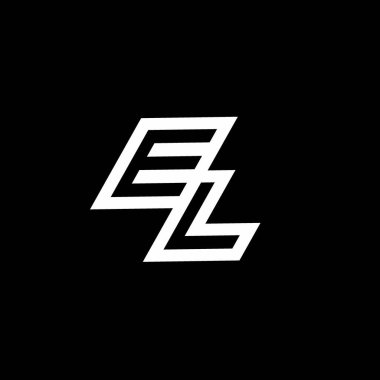 Siyah arkaplanda izole edilmiş negatif uzay tasarım şablonu ile EL logo monogramı