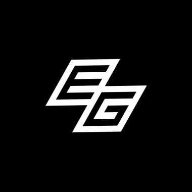 Siyah arkaplanda izole edilmiş negatif uzay tasarım şablonuna kadar uzanan EG logo monogramı