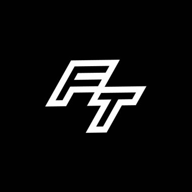 Siyah arkaplan üzerinde izole edilmiş FT logo monogramı aşağı stil negatif uzay tasarım şablonu