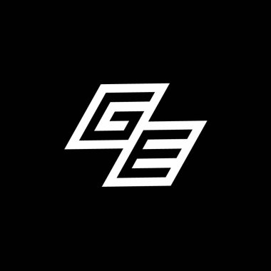 Siyah arkaplanda izole edilmiş negatif uzay tasarım şablonu ile GE logo monogramı