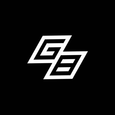 Siyah arkaplanda izole edilmiş, aşağı stil negatif uzay tasarım şablonuna sahip GB logo monogramı