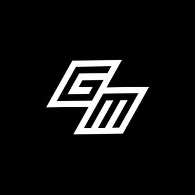 Siyah arkaplanda izole edilmiş negatif uzay tasarım şablonuna kadar uzanan GM logo monogramı