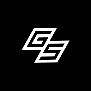 GS logo monogramı siyah arkaplan üzerinde izole edilmiş negatif uzay tasarım şablonu