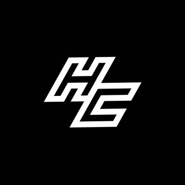 Siyah arkaplan üzerinde izole edilmiş HC logo monogramı ve aşağı stil negatif uzay tasarım şablonu