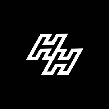Siyah arkaplan üzerinde izole edilmiş HH logo monogramı ve aşağı stil negatif uzay tasarım şablonu