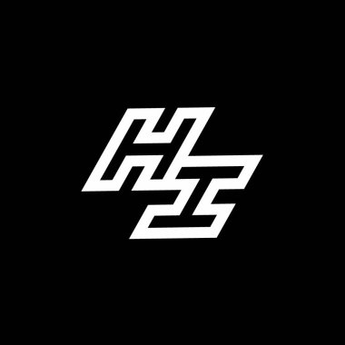 Siyah arkaplanda izole edilmiş negatif uzay tasarım şablonuna kadar olan HI logo monogramı