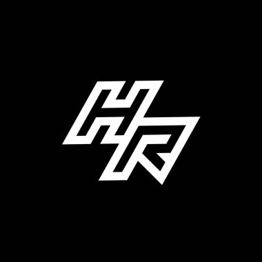 Siyah arkaplanda izole edilmiş negatif uzay tasarım şablonu ile HR logo monogramı