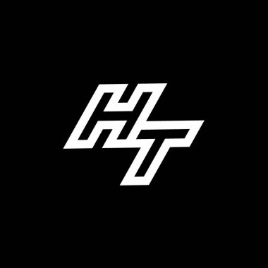 Siyah arkaplan üzerinde izole edilmiş HT logo monogramı aşağı stil negatif uzay tasarım şablonu