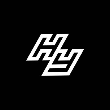 Siyah arkaplanda izole edilmiş negatif uzay tasarım şablonuna kadar olan HY logo monogramı