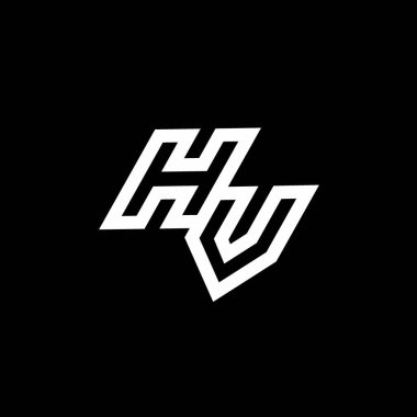 Siyah arkaplanda izole edilmiş negatif uzay tasarım şablonuna sahip HV logo monogramı