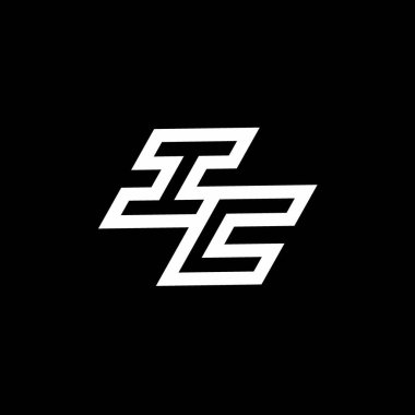 Siyah arkaplanda izole edilmiş negatif uzay tasarım şablonuna kadar olan IC logo monogramı