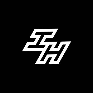 Siyah arkaplanda izole edilmiş negatif uzay tasarım şablonuna kadar olan IH logo monogramı